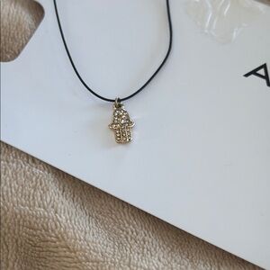 Hamsa Hand Crystal Pendant Necklace - Gold